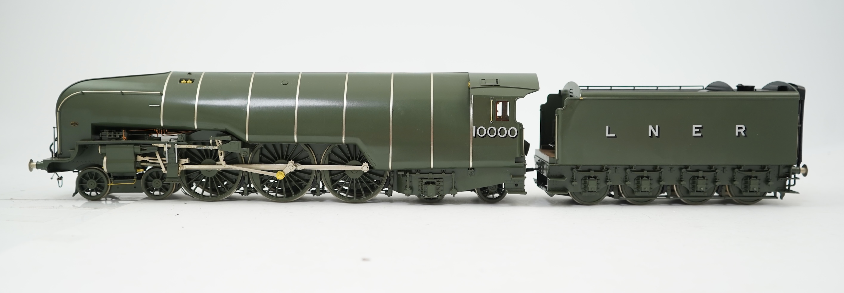 An 0 Gauge L.H. Loveless & Co. by F M Models, model of LNER Class W1 ‘Hush Hush’ 10000, 4-6-4 streamlined tender locomotive, powered for two rail operation, with original box.